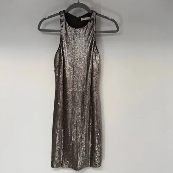 mini trendy dresses Lace trim sequin mini dress Champagne Champagne / Small